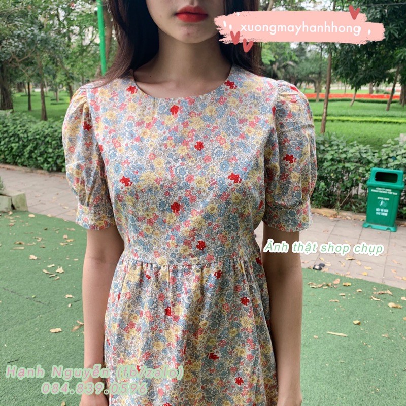 Váy babydoll chất thô quảng châu, váy hoa Ulzzang cực xinh - Xưởng May Hạnh Hồng | BigBuy360 - bigbuy360.vn