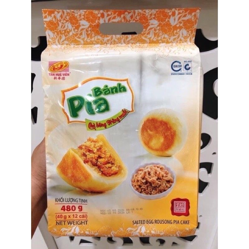 COMBO 10 Pía Chà Bông Trứng Muối/Chà Bông Bò Tân Huê Viên 480gam 12 cái nhỏ
