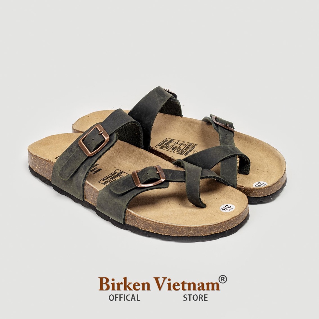 Mã D06 DÉP DA BÒ Đế Trấu Quai Xỏ Ngón Unisex Birken Vietnam Bioline