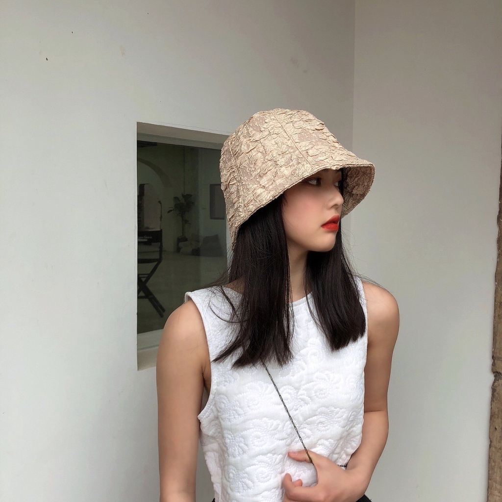 Mũ tai bèo nón bucket cotton chống nắng, nhẹ tạo hình xốp nhăn độc đáo phong cách Nhật Bản - M35