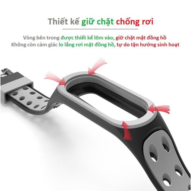 Dây Silicon cao cấp hai khóa nhiều màu sắc dành cho Xiaomi Miband 5