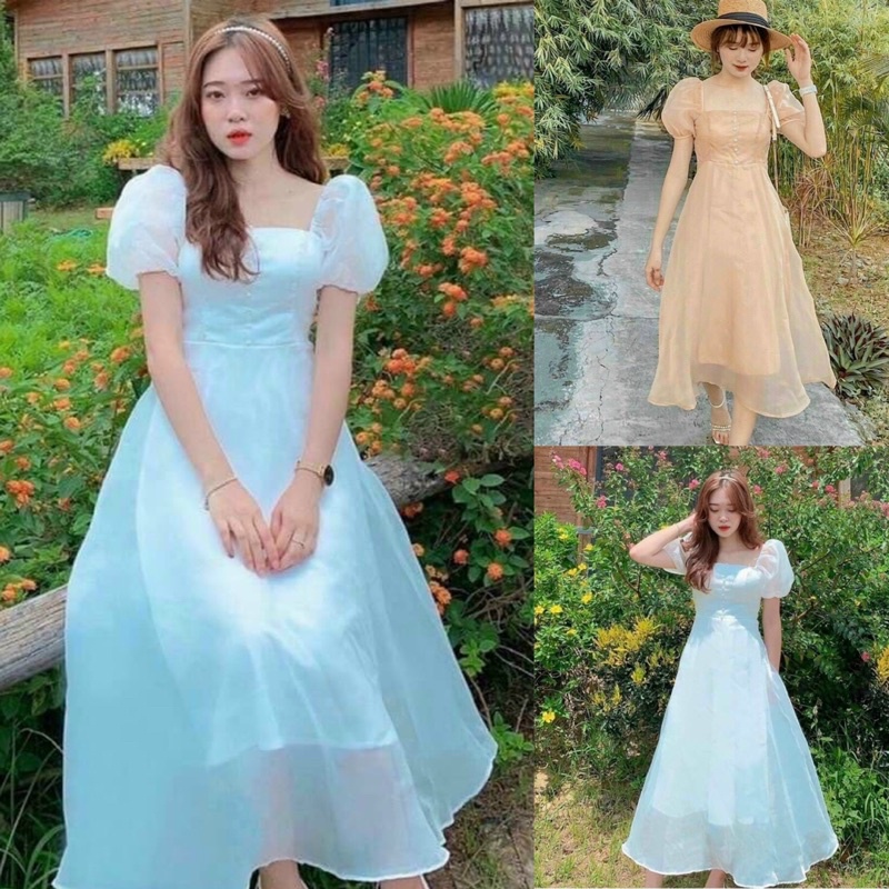 Đầm xoè voan tơ óng tiểu thư cực xinh (Đẹp💯)