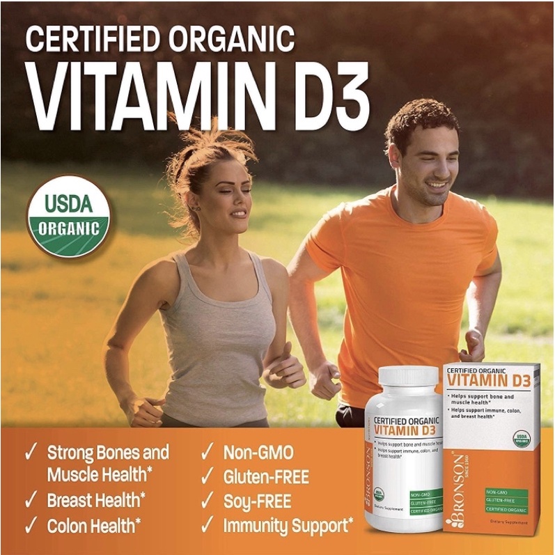 Vitamin D3 organic 10,000 IU (250 mcg) Bronson 360v USA