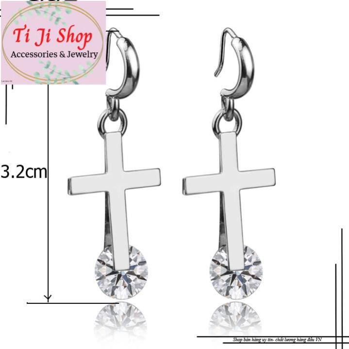 BÔNG TAI NỮ INOX TÒN TEN THÁNH GIÁ ĐẸP GIÁ RẺ - đẹp, không đen