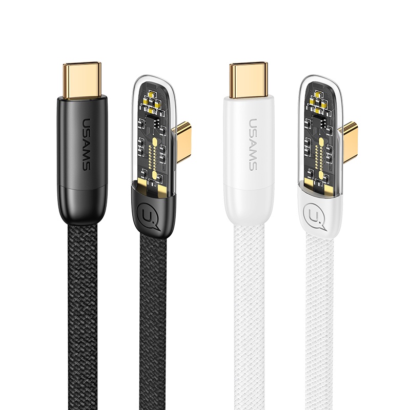 Dây cáp sạc nhanh USAMS trong suốt 100W USB Type C chuyên dụng Cho 1phone15 IPd Android Máy tính bảng