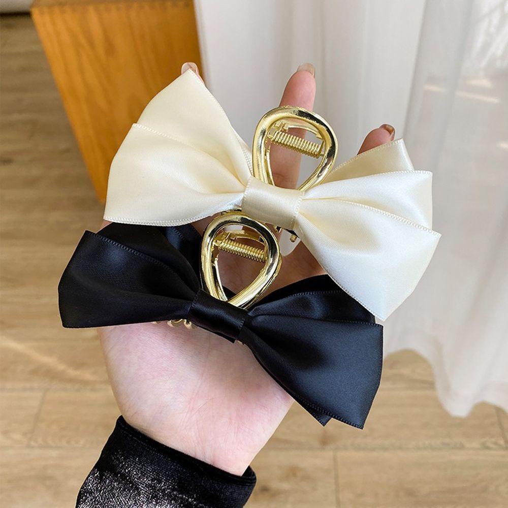 Kẹp Tóc Hình Nơ Màu Ngà Đơn Giản Thanh Lịch Cho Nữ