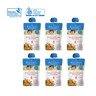 Combo 6 Túi Hỗn Hợp Rau Quả, Nui Hữu Cơ Xay Nhuyễn Bellamy's Organic