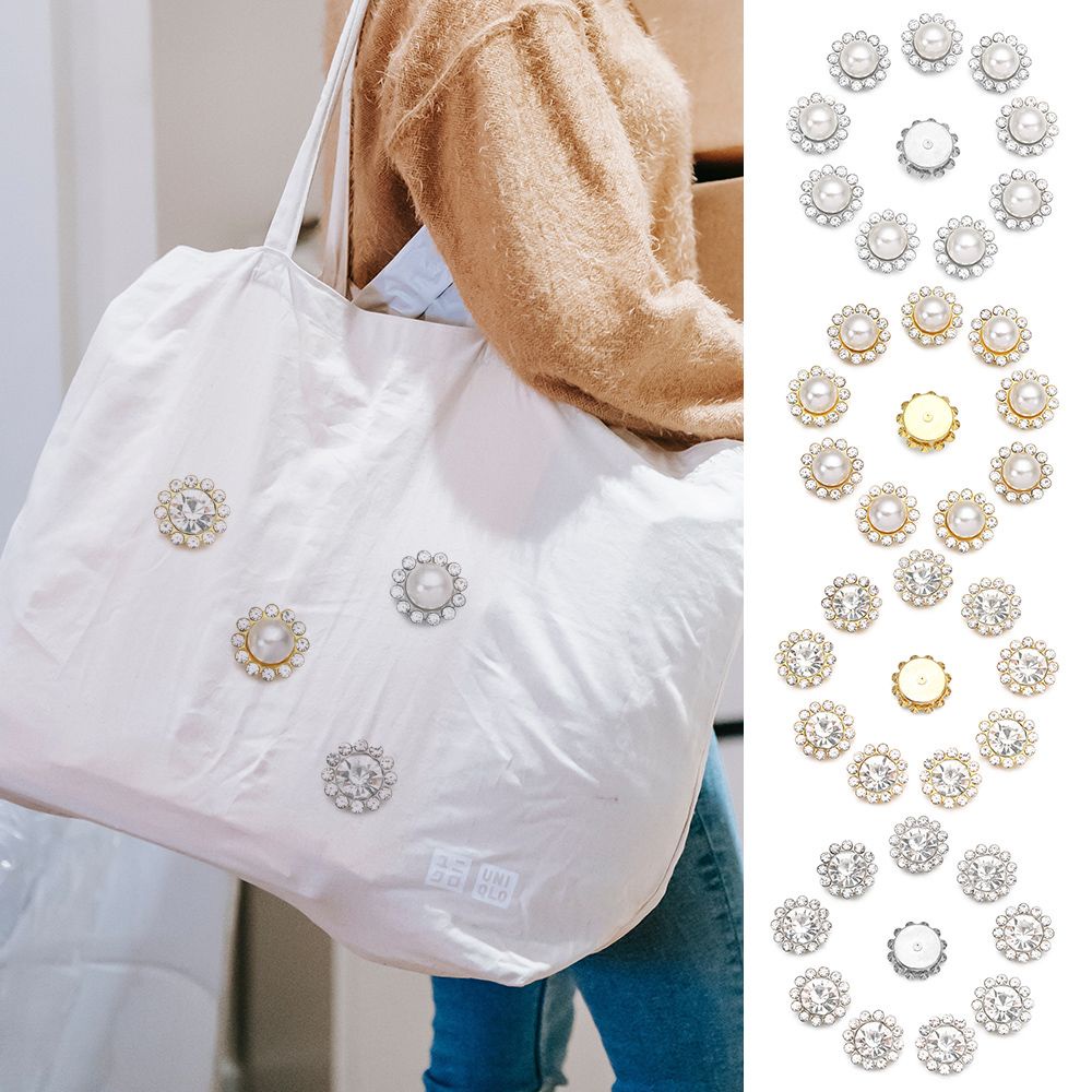 TEALY Set 10 Ghim Cài Áo Hình Hoa Đính Ngọc Trai/Đá Pha Lê/Ngọc Trai Giả Dùng Trang Trí Thủ Công