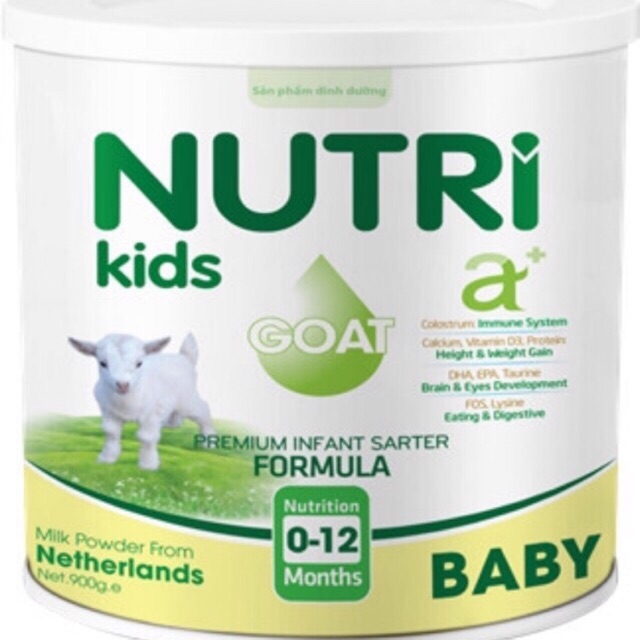 Sữa Dê Nutri kid A+ 0-12 tháng 900g