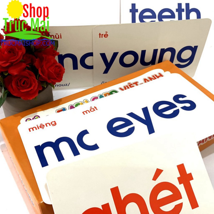 Bộ Thẻ Học Flashcard Cho Bé Học Từ Đơn Từ Ghép Song Ngữ Anh Việt Bibo