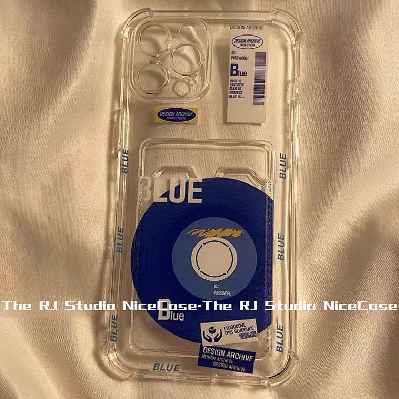 Ốp điện thoại hình đĩa xanh dương cho ngăn đựng thẻ thích hợp cho Iphone14 Apple 12/13 11 X / XR 6S / 7 / 8P jm3P