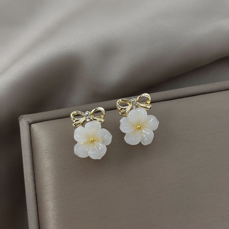 Bông Tai Hình Nơ Hoa Đơn Giản Thời Trang Hàn Quốc