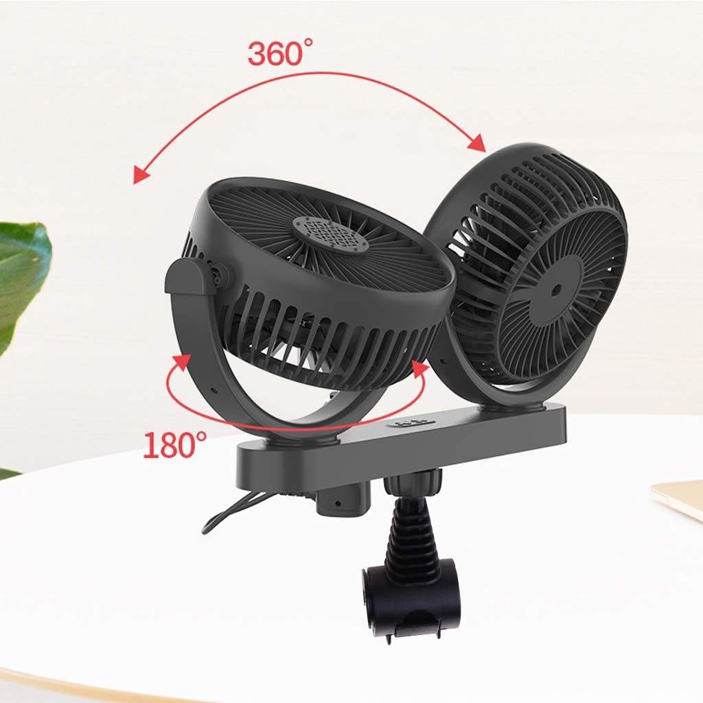 Quạt xe ô tô12v CENZIMO quạt đôi mini 24v, xoay 360 độ , dùng cho ô tô