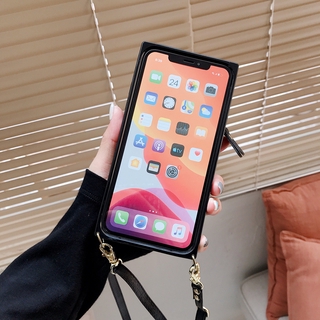 Ốp Lưng Da Có Dây Đeo Chéo Cho Iphone 11 12 Pro Max