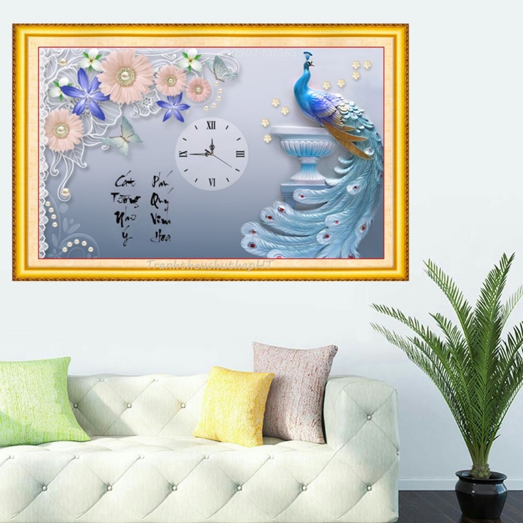 Tranh đính đá, Tranh thêu chữ thập 3D Đồng hồ Phú Quý Cát Tường LV190, LV3125 - tự thêu, tự đính | BigBuy360 - bigbuy360.vn
