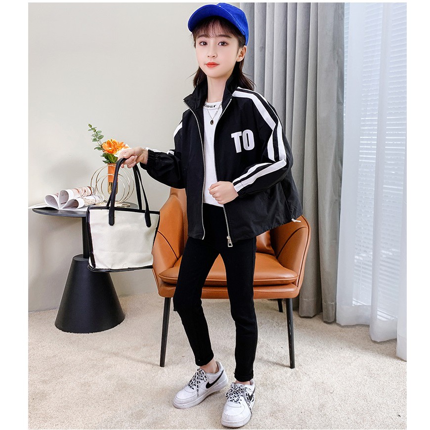 áo khoác gió cho bé UNISEX từ 13 - 40kg vải dù lót thun cotton in hình tay phối sọc 0228