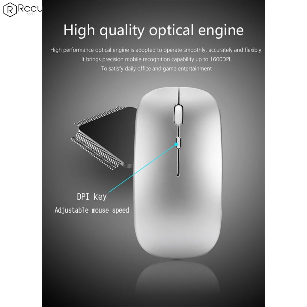 2.4G Wireless Mouse Bluetooth 5.0 Silent Dual Mode Rechargeable Mouse ABS+Metal Ⓡ