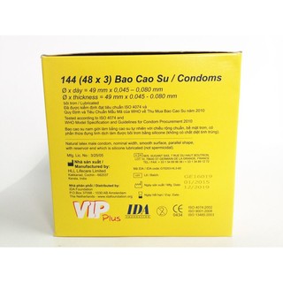 144 cái Bao cao su Vip Plus dành cho gia đình