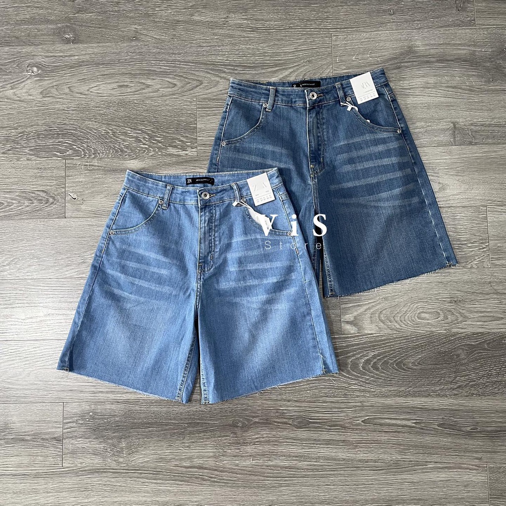 Quần short jean ngố nữ ống rộng
