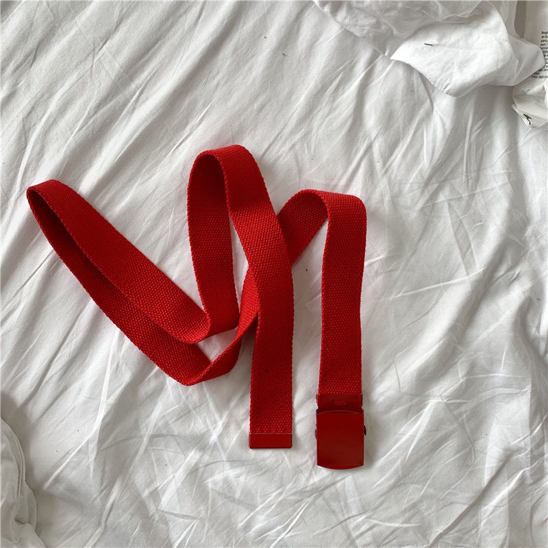 Thắt lưng canvas màu trơn có khóa thời trang nam nữ