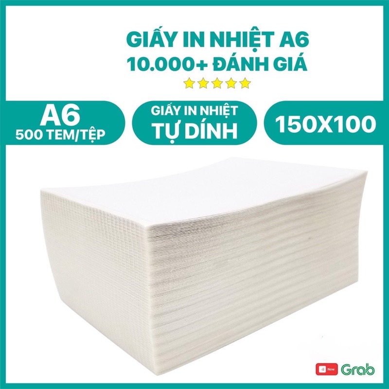 Giấy In Nhiệt Decal TEKKIN A6 / 100x150mm - Tệp 500 Tem, In Bill Shopee, Có Sẵn Lớp Keo Tự Dính