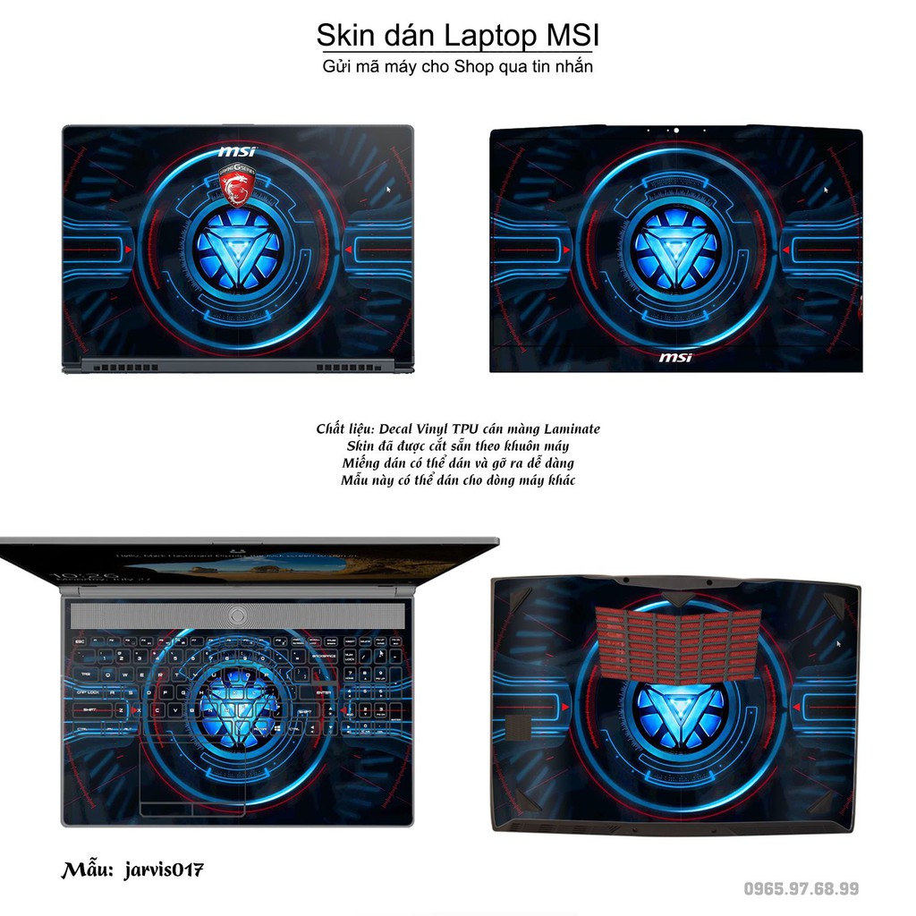 Skin dán Laptop MSI in hình Jarvis (inbox mã máy cho Shop)