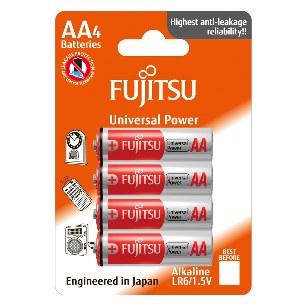 Vỉ 4 viên Pin Fujitsu AA LR6 (4B) ALKALINE BATTERY