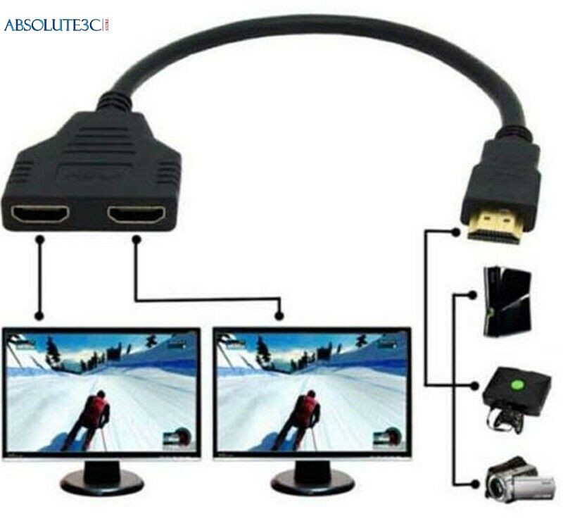 Cáp Chia Cổng Hdmi 100% Đầu Vào 1 Đầu Đực Sang 2 Đầu Cái 1080p