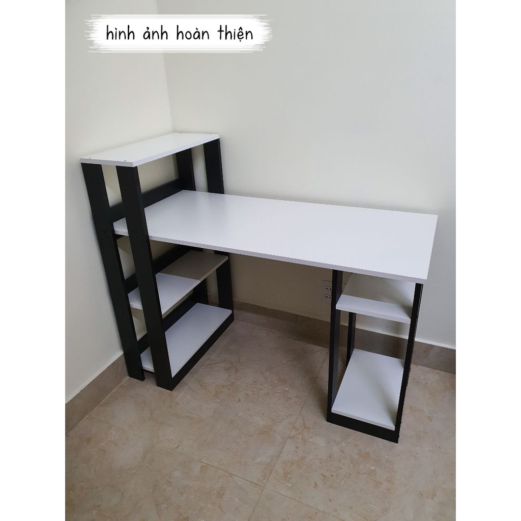 Bàn Làm Việc IGA Kèm Kệ Sách Thông Minh - GP09 Đen trắng