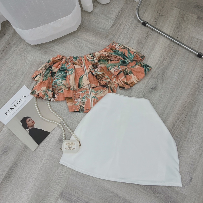 SET ÁO HOA TẦNG + CHÂN VÁY TRẮNG