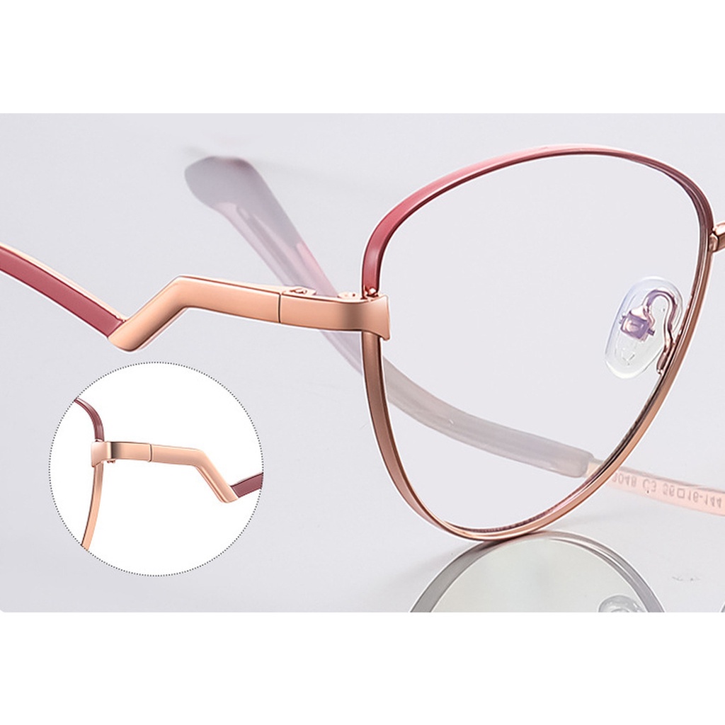 Mắt Kính Gọng Kim Loại Cong Tròng Chống Ánh Sáng Xanh Thời Trang Phương Tây