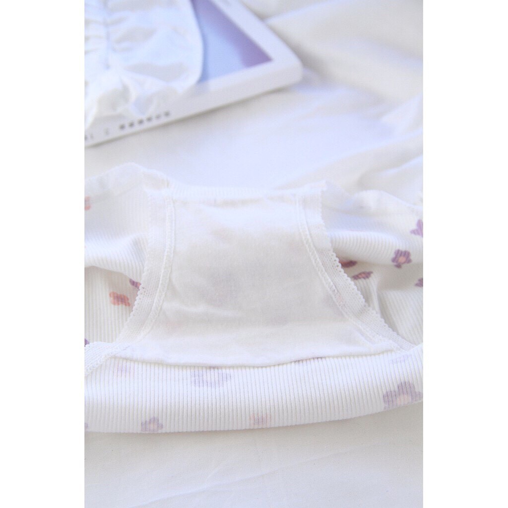 Quần Lót Cotton Co Dãn 4 Chiều Hoa 5 Cánh Tím Pastel