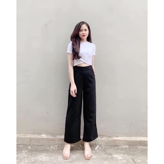 Áo thun croptop xoắn eo