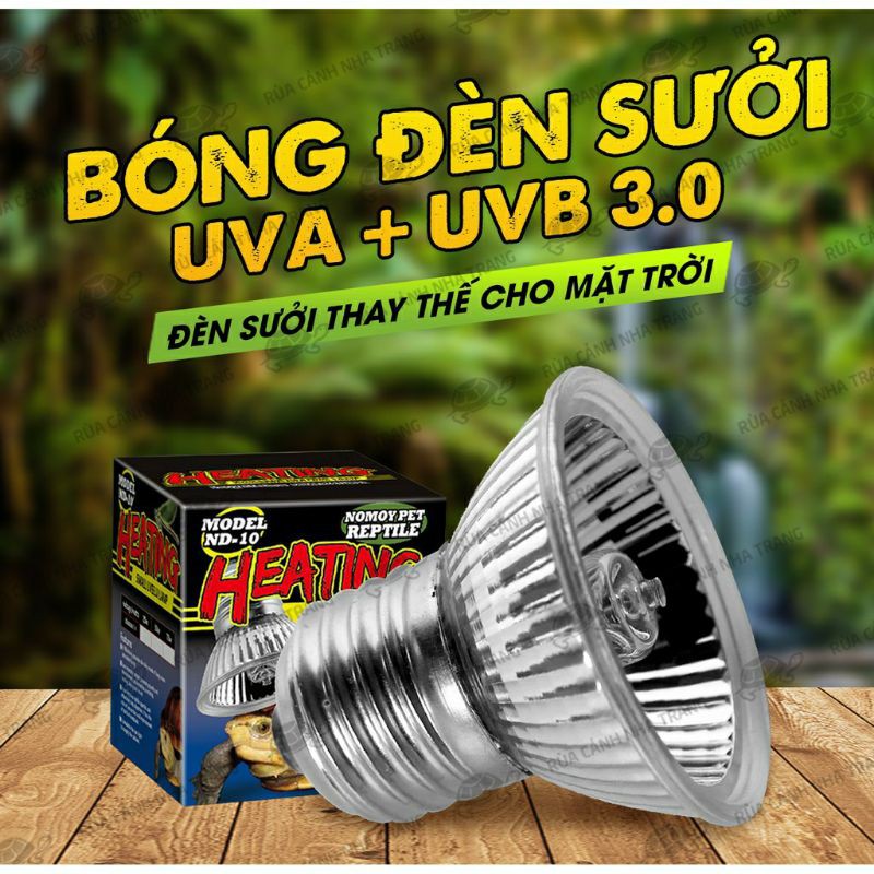 Đèn UVB + UVA Bóng Đèn sưởi ấm, bóng sưởi ấm cho thú cưng bò sát 3.0 [Chính Hãng Heating]