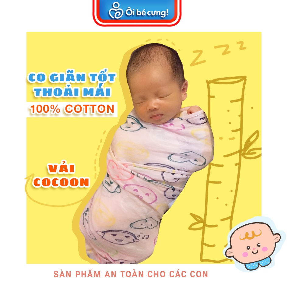 Nhộng chũn Cocoon giúp bé ngủ ngon, sâu giấc chống giật mình co giãn tốt ÔI BÉ CƯNG pk.30