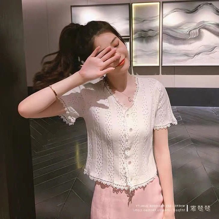 Áo Cardigan Dệt Kim Tay Ngắn Cổ Chữ V Thời Trang Dành Cho Nữ  tao bao