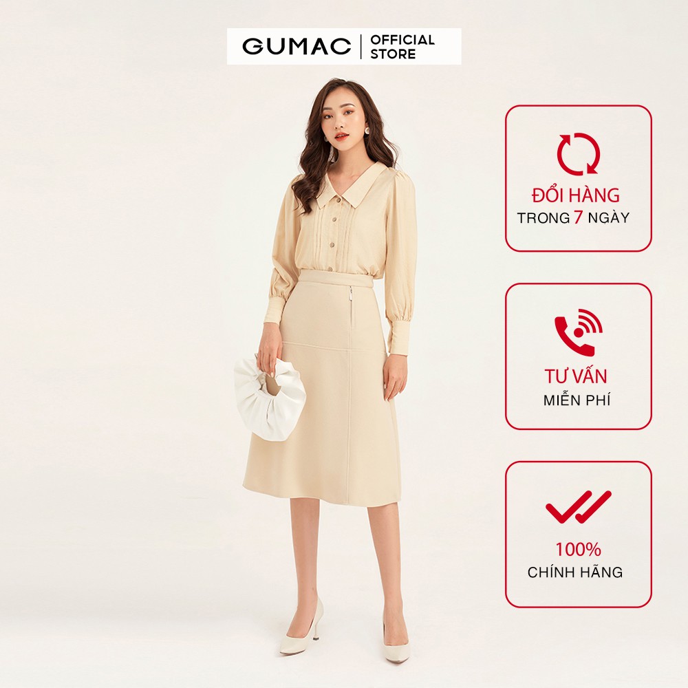 Chân váy nữ mổ dây kéo GUMAC đủ màu, đủ size, thiết kế basic dáng dài, thanh lịch VB1181