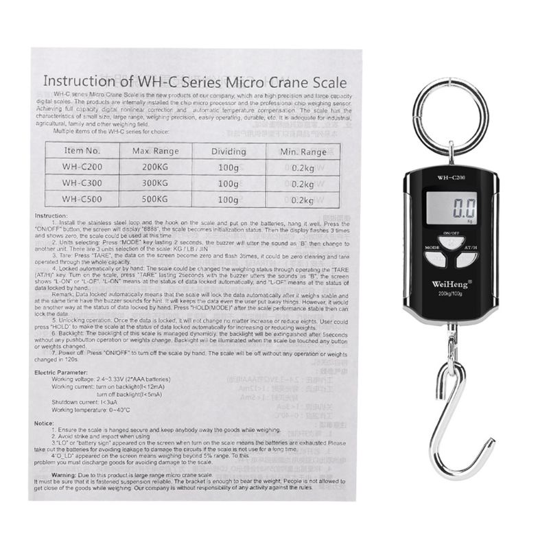 Cân Điện Tử Mini 200kg 400lb Có Màn Hình LCD Nền Tiện Dụng