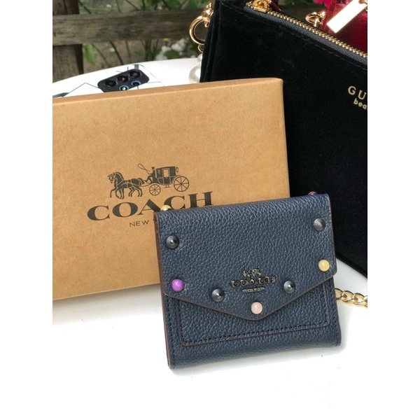 TNS - Ví Nữ Nhỏ cầm tay nắp nhọn có ngăn để tiền dài small wallet-màu đen nắp đính đá sang chảnh