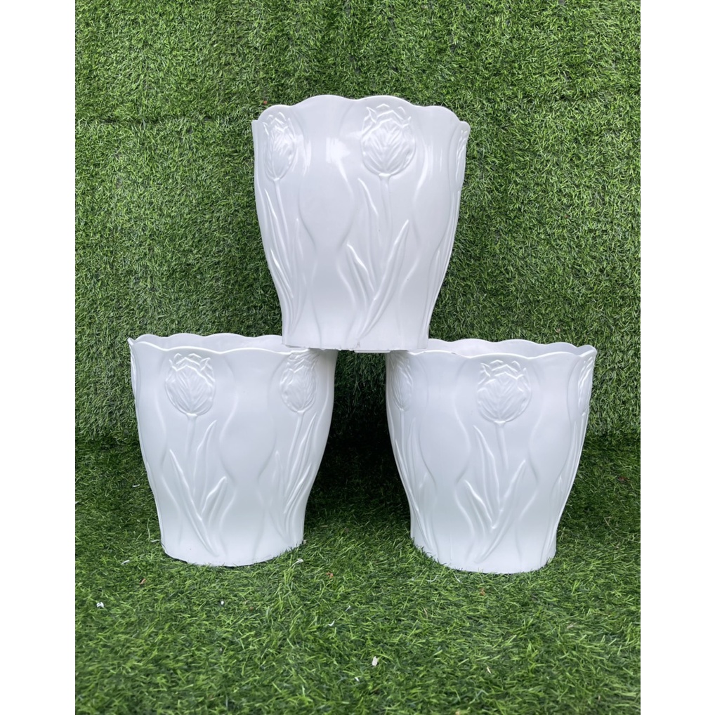 (29x29cm) Chậu nhựa cao cấp giả sứ dày xịn in hoa tuylip_Chậu trồng hoa cây cảnh tráng men sứ bền sang xịn