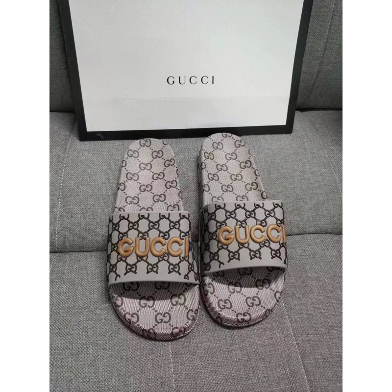 Dép thời trang nam nữ GUCCI GG GC da thật cao cấp hoạ tiết in logo siêu chất mẫu mới trẻ trung năng động