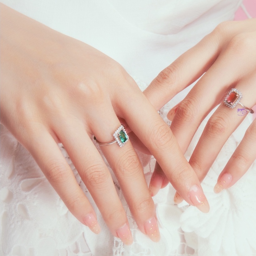Nhẫn Bạc 925 Twinkling Tourmaline Đá Thiên Nhiên Nhiều Màu SP005083 Gypsy.lala