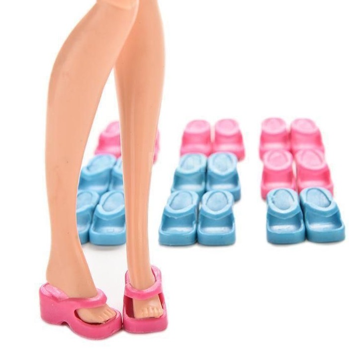 Dép kẹp cho búp bê Barbie (đỏ, hồng, xanh)