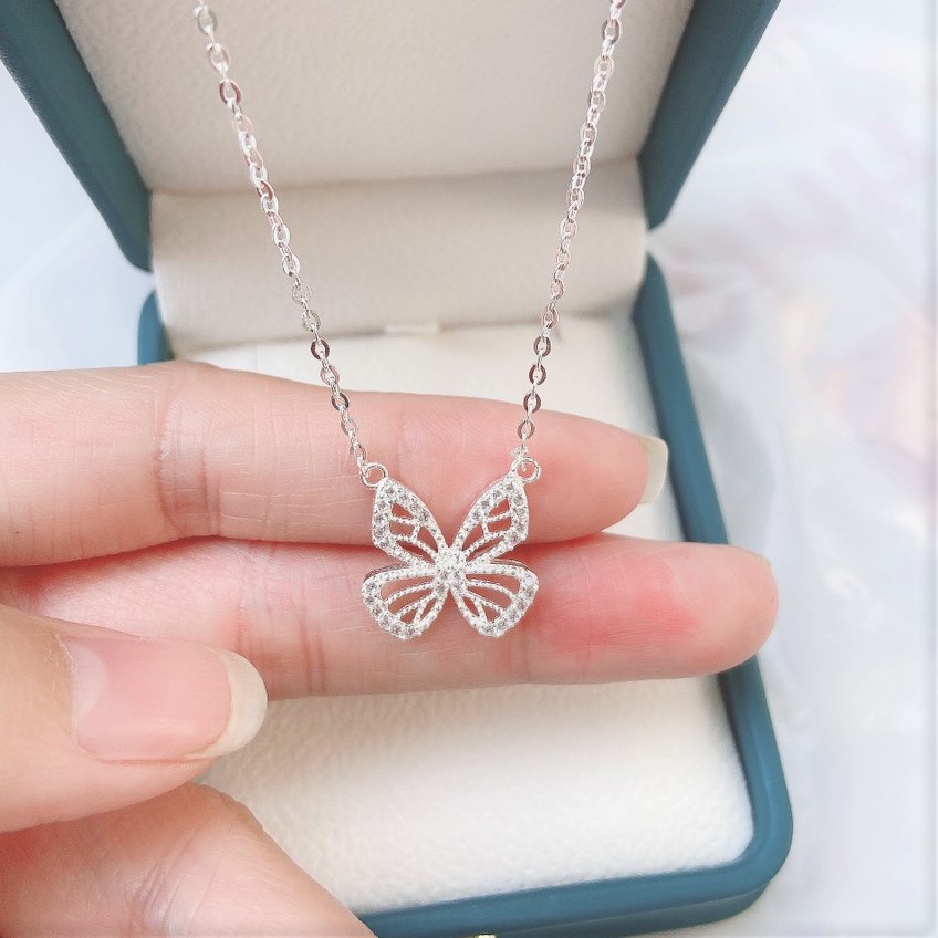 Dây chuyền bạc nữ Evasilver hình đôi cánh (Ảnh thật), Vòng cổ chất liệu bạc ta sang trọng nữ tín