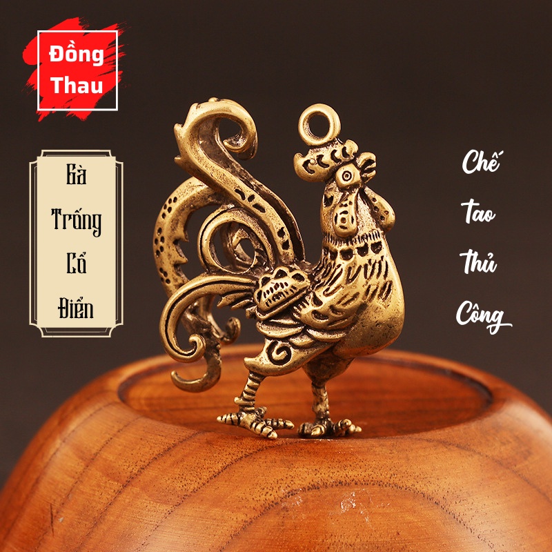 Tượng Đồng Phong Thủy May Mắn Tài Lộc Hình Con Gà Trống Cổ Điển Bằng Đồng