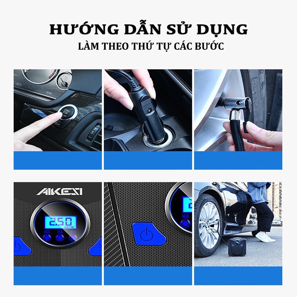 [Mã LIFEAU5SALE giảm 10% đơn 50K] Máy Bơm Lốp Ô Tô Xe Hơi Mini Thông Minh Cao Cấp AIKESI (Tự động ngắt theo cài đặt)