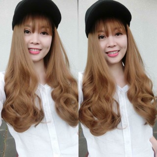 Tóc giả nguyên đầu vàng sáng + lưới trùm