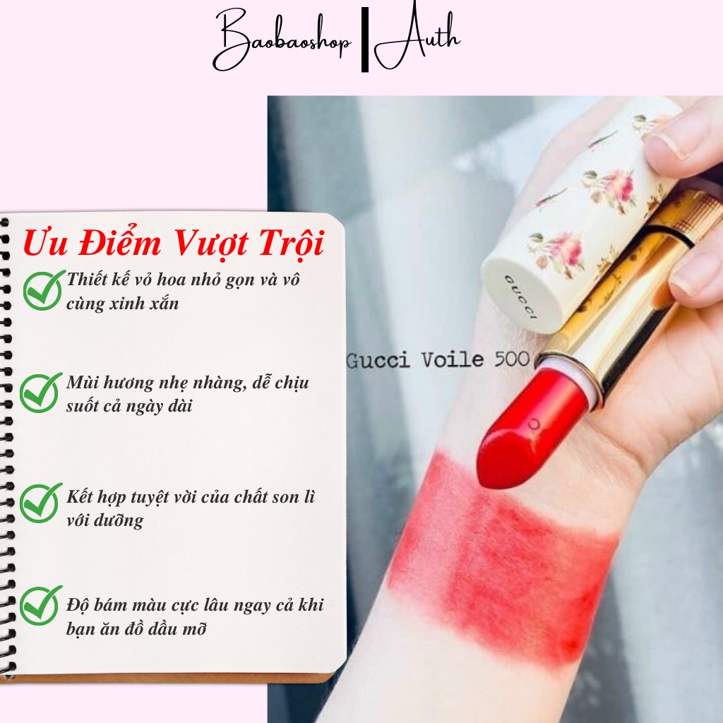 Son Gucci Rouge À Lèvres Voile Vỏ Hoa mini 1.3g đủ tone hot hit