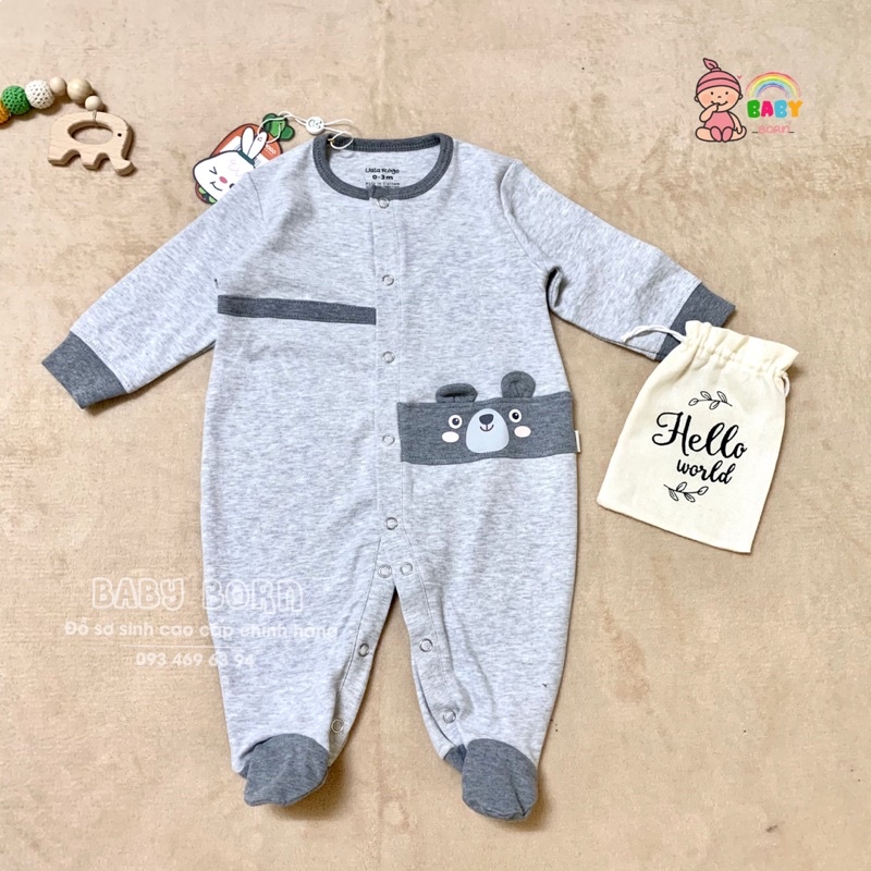 Bộ liền body liền tất Uala Rogo chất nỉ cotton phối viền xinh xắn