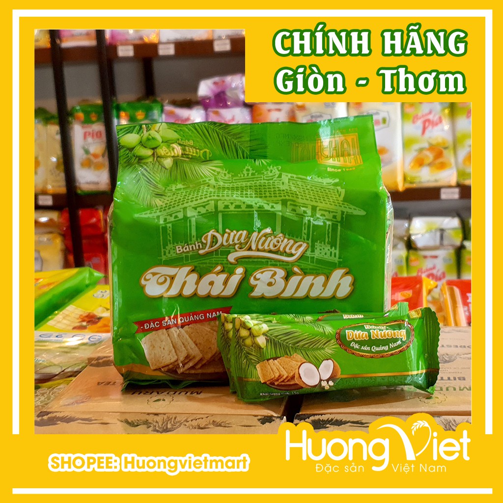 【CHÍNH HÃNG】Bánh dừa nướng Quảng Nam thương hiệu Thái Bình túi 12 gói